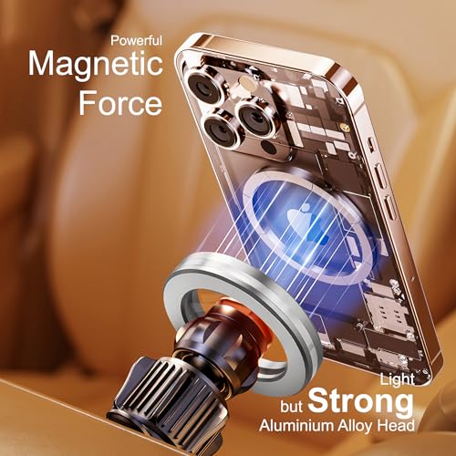 for Magsafe Car Mount for iPhone, Aluminum Alloy Vent Mount,Magnetic Phone Holder for Car,Cell Phone Car Mount,Strong Magnet,for iPhone 12,13,14,15,16 pro max and Android (Silver)