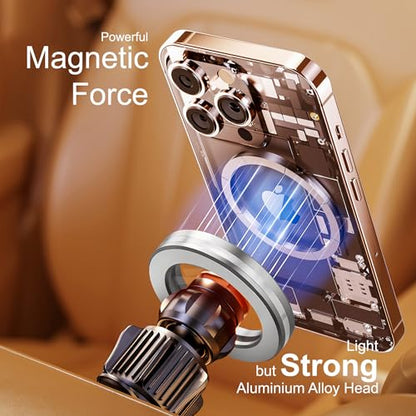 for Magsafe Car Mount for iPhone, Aluminum Alloy Vent Mount,Magnetic Phone Holder for Car,Cell Phone Car Mount,Strong Magnet,for iPhone 12,13,14,15,16 pro max and Android (Silver)