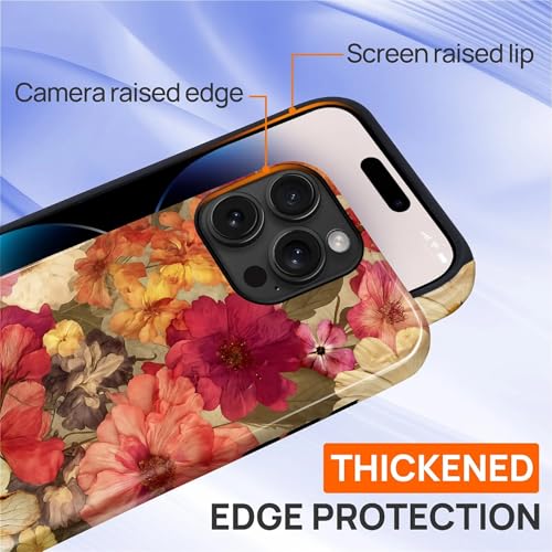 Case for iPhone 14 Pro, Shockproof Hybrid Protective Phone Case, Dual-Layer Drop Protection Anti-Scratch, Pressed Flower - color: Pressed Flower, size: iPhone 14 Pro