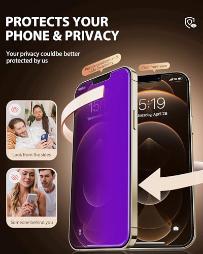 PDDKISS Compatible for iPhone 12/12 Pro Privacy Screen Protector - size: for iPhone 12 Pro - 6.1 inch Purple