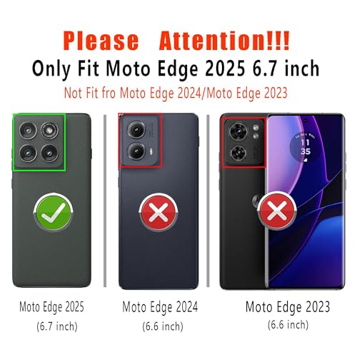 for Motorola Moto Edge 5G 2025 Case, Heavy Duty Protective Case with [3 in 1] Rugged Rubber Shockproof Protection Cover for Moto Edge 2025(Black) - color: Black