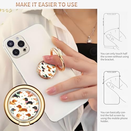 Cell Phone Ring Holder, Cute Metal Phone Grip Stand Finger Ring Kickstand, Flexible 360°Rotation Phone Tablet Case Accessories Compatible with Most Phones Cute Dachshund Dog - color: Cute Dachshund Dog