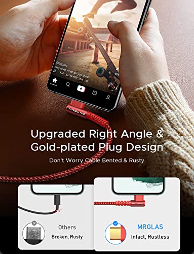 MRGLAS 3.2A USB C Charger Cable,[2-Pack,6.6+6.6FT] USB A to USB C - color: Red, size: 6.6FT+6.6 FT
