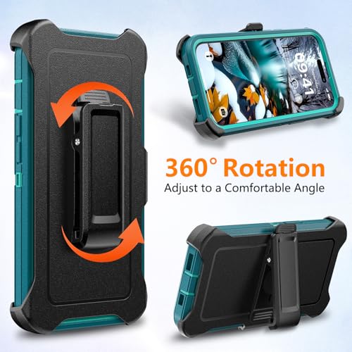 TUTUKII Magnetic for iPhone iPhone 15, 14 & 13 Case with Belt Clip Holster Dark Green - color: Green with Clip