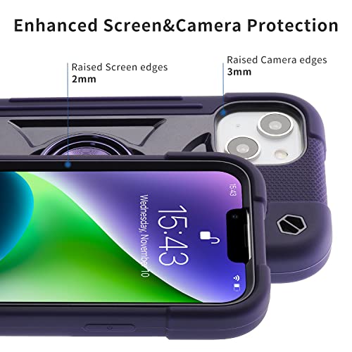MARKILL Compatible with iPhone 14 Plus Case 6.7 Inch with 360 Degree Rotate Ring Stand, Military Grade Drop Protection Full Body Rugged Heavy Duty Protective Cover for iPhone 14 Plus - color: Deep Purple, size: iPhone 14 Plus 6.7"
