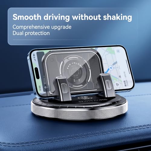 Car Phone Holder 360 Degree Rotation, Non-slip Car Navigation Mount, Car Phone Mount with Double Layer Pad, Universal for Most Cars, SUVs, Trucks (Silver) - color: Silver