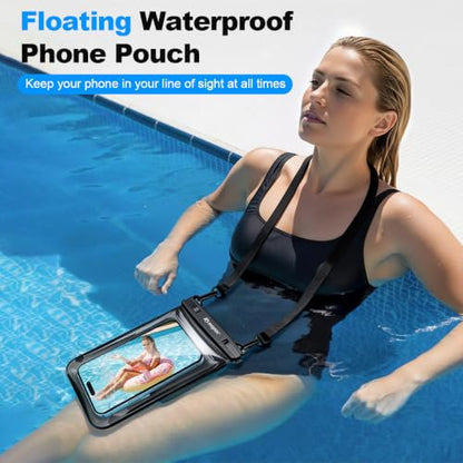 Rynapac Waterproof Phone Pouch Floating [Up to 8.5''] - 1 Pack IPX8 Dry Bag | Double Space, Touchscreen, Underwater Photography, for iPhone 17 16 15 14 Pro Max, Includes Lanyard, Beach Cruise Essentials - color: Blue - 1 Pack