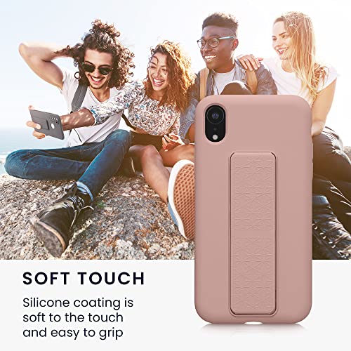 kwmobile Case for Apple iPhone XR Case - Soft TPU Cover with Silicone Coating - with Hand Strap and Stand Function - Shockproof - Dusty Pink - color: dusty pink