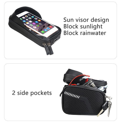 Bike Frame Bag with 2 Side Storage Pockets Bicycle Top Tube Phone Bag with Sensitive Touch Screen,Waterproof