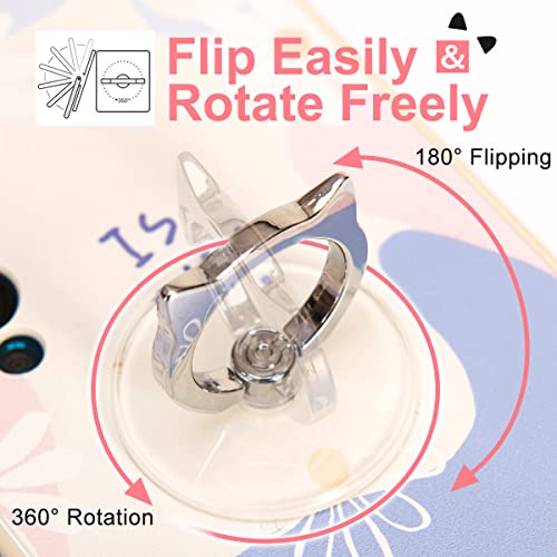 Cat Phone Ring Holder - EI Sonador Clear Cell Phone Ring Holder Transparent Stand Finger Grip (1 Silver + 1 Rose Gold Cat) - color: 1 Silver + 1 Rose Gold Cat