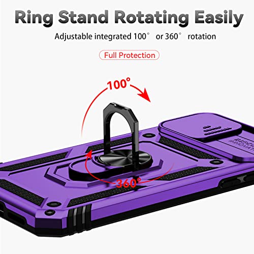 for iPhone 11 Case,with Screen Protectors and Camera Cover,[Military Grade] 16ft.Drop Tested Cover with Magnetic Kickstand Protective Case for iPhone 11 6.1 inch, Purple - color: Purple