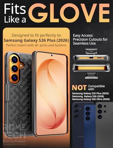 Designed for Samsung Galaxy S26 Plus Case with Belt Clip Holster | Rugged Holster & Protective Phone Case Combo with Anti-Slip Texture - Black - style: Samsung Galaxy S26 Plus