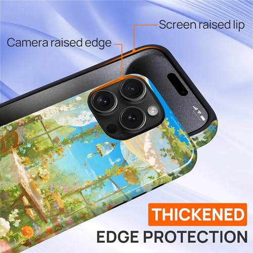 Case for iPhone 15 Pro Max, Shockproof Hybrid Protective Phone Case, Dual-Layer Drop Protection Anti-Scratch, Sunny Garden - color: Sunny Garden, size: iPhone 15 Pro Max