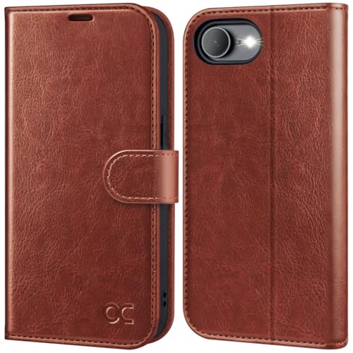 OCASE for iPhone 17e/iPhone 16e Wallet Case, Card Holder, Brown | RFID Blocking, Kickstand, Magnetic Closure, PU Leather Flip Folio, Shockproof TPU Shell, Protective Phone Cover (6.1") - color: Brown