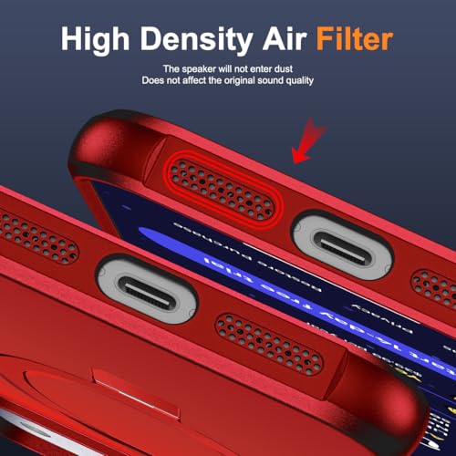 SKYLMW Compatible with iPhone 17 Pro Case with Stand,Red | iPhone 17 Pro Phone Case 6.3",Magnetic Ring Stand,Compatible with MagSafe,Military-Grade Protection,Great Grip Feeling - color: Red, size: Iphone 17 Pro