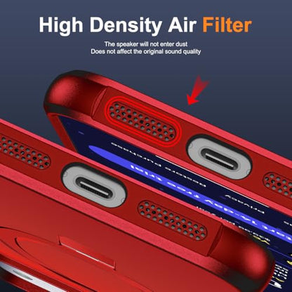 SKYLMW Compatible with iPhone 17 Pro Case with Stand,Red | iPhone 17 Pro Phone Case 6.3",Magnetic Ring Stand,Compatible with MagSafe,Military-Grade Protection,Great Grip Feeling - color: Red, size: Iphone 17 Pro