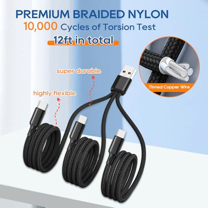 UCEC USB C Multi Charging Cable, 3 in 1 USB-C Splitter Charging Cord