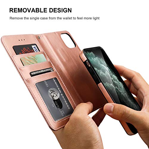 Bocasal Detachable Wallet Case Card Holder for iPhone 11 Pro Max Rose Gold - color: Rose Gold