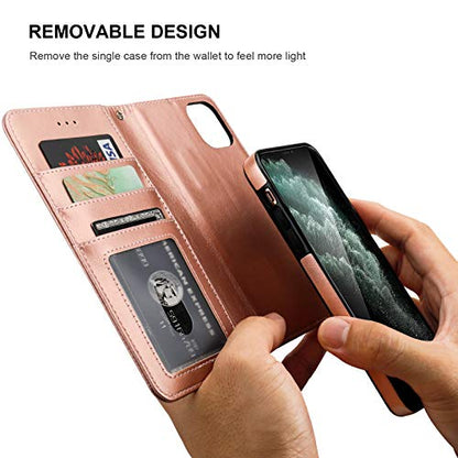 Bocasal Detachable Wallet Case Card Holder for iPhone 11 Pro Max Rose Gold - color: Rose Gold