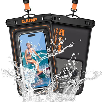 Waterproof Phone Pouch Floating, 2 Pack IP68 Dry Bag Cell Phone Case | Waterproof Phone Case with iPhone 17 16 15 14 Pro Max, Snorkeling Beach Swimming Cruise Travel Essentials, Lanyard Included - color: Orange*2