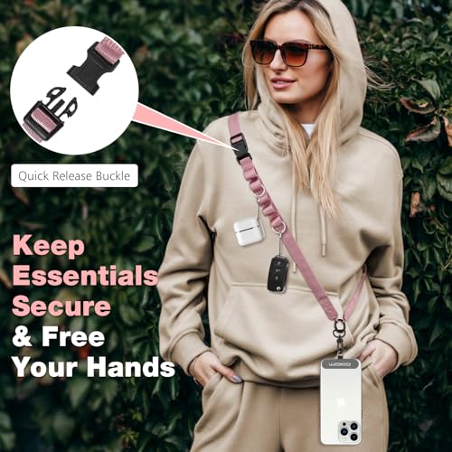 MoKo Adjustable Phone Lanyard Crossbody Strap with Detachable Quick Buckle - color: Rose Gold