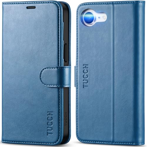 TUCCH Wallet Case for iPhone 17e/iPhone 16e (6.1"), Flip Stand, Light Blue | RFID Blocking, 4 Card Holders, Kickstand, PU Leather, Shockproof TPU Shell, Magnetic Closure, Protective Folio Cover - color: Light Blue