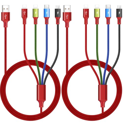 4 in 1 Multi Charging Cable 3.5A, 2Pack 6Ft 4 in 1 Multiple Charging Cord - size: 6Ft