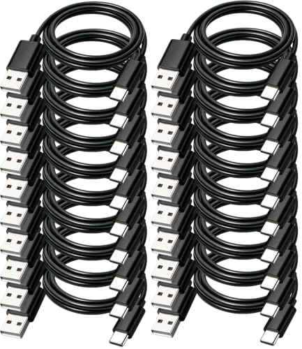 USB to USB C Cable 6FT 20-Pack,3A Charge Data Sync Android Auto&Car Carplay - color: Black, size: 6Feet