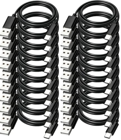 USB to USB C Cable 6FT 20-Pack,3A Charge Data Sync Android Auto&Car Carplay - color: Black, size: 6Feet