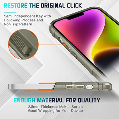 Rugged Shield 8ft Drop Proof TPU Thick Armor Tactical Protective Case Compatible with iPhone 14 (6.1 inches) - Light Clay - color: Light Clay, size: iPhone 14