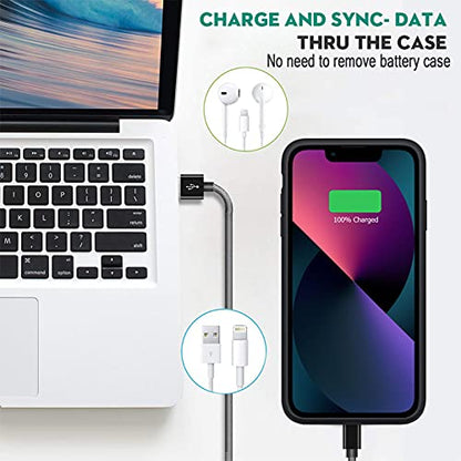 Battery Case for iPhone 13, Enhanced 7000mAh Ultra Thin Portable Protective Smart Charging Case Support Carplay Compatible with iPhone 13 (6.1 inch) Rechargeable Extended Battery Charger Case (Black) - size: iPhone 13-7000mAh