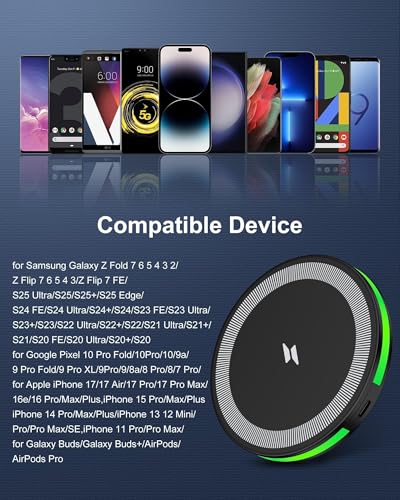 Wireless Charger for Samsung, 15W Fast Phone Charging Pad with 18W Block