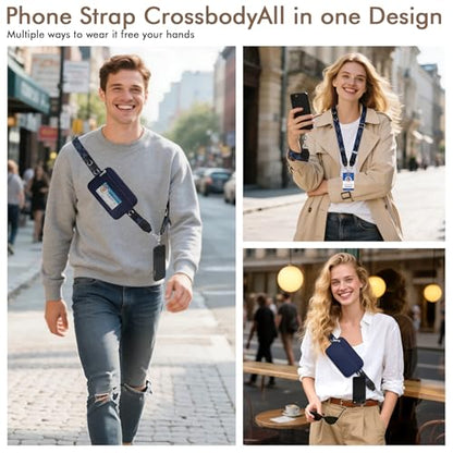 AULEEP Clip and Go Strap with Wallet, Phone Strap Crossbody, Phone Lanyard - color: Black