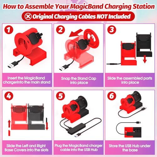 Modular Charging Stand for MagicBand+, Expandable 2-4 Slot Dock - color: 3-Slot Modular Pack
