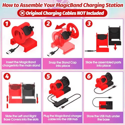 Modular Charging Stand for MagicBand+, Expandable 2-4 Slot Dock - color: 4-Slot Modular Pack