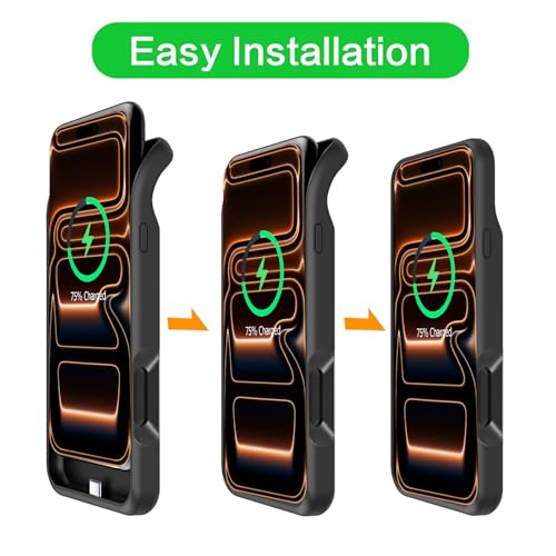 Battery Case for iPhone 17 Pro Max,12000mAh Rechargeable Portable Charging Case with Wireless Charging Compatible for iPhone 17 Pro Max (6.9inch) with Carplay Extend Battery Pack Charger Cover (Black) - size: iPhone 17 Pro Max-12000mAh Black