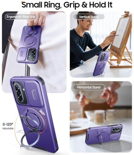 JAME for Samsung Galaxy A17/A16 5G Phone Case with Stand Slide Camera Cover - color: Purple, size: Galaxy A16/A17