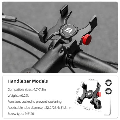 ROCKBROS Aluminum Bike Phone Mount for 4.7-7.1" Phones Handlebar Mount - style: Handlebar Mount