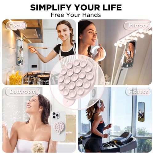 Magnetic Suction Cup Phone Mount, Compatible with MagSafe, Silicone Octo Cup Buddy Sticky Grip Holder for iPhone and Android, Removable Hands-Free Selfie/Video for TikTok, Lovely Pink - color: Lovely Pink
