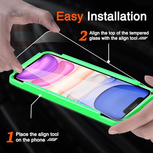 Milomdoi Screen Protector for iPhone 11,Tempered Glass | 4+4 Pack, 9H+ Hardness, Camera Lens Protector, Military Grade Shatterproof, Easy Installation, No Bubbles, Case Friendly - size: iPhone 11-6.1 Inch
