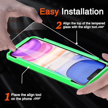 Milomdoi Screen Protector for iPhone 11,Tempered Glass | 4+4 Pack, 9H+ Hardness, Camera Lens Protector, Military Grade Shatterproof, Easy Installation, No Bubbles, Case Friendly - size: iPhone 11-6.1 Inch