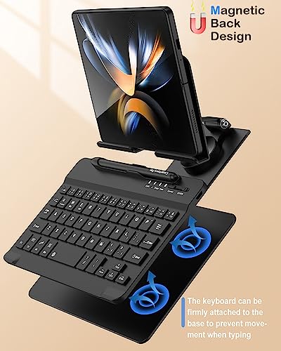 for Samsung Galaxy Z Fold 8 Ultra 7 6 5 All Fold Series Bluetooth Keyboard and Mouse Set, Portable Travel Keyboard Adjustable Foldable Aluminum Alloy Stand Holder with Pen for 4.7"-8.5" Mini Tablets - color: Extendable Base