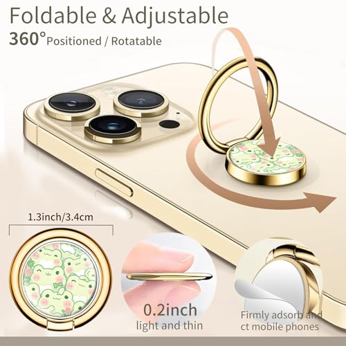 Cell Phone Ring Holder, Cute Phone Ring Grip Stand, 360°Rotation Funny Metal Kickstand Finger Grip Cute Green Frogs - color: Cute Green Frogs