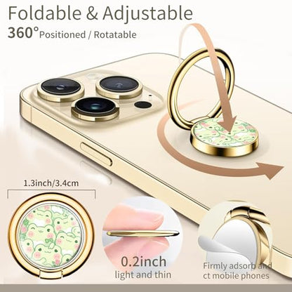 Cell Phone Ring Holder, Cute Phone Ring Grip Stand, 360°Rotation Funny Metal Kickstand Finger Grip Cute Green Frogs - color: Cute Green Frogs