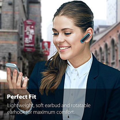 Bluetooth Headset, Wireless Bluetooth Earpiece w/ 18 Hours Playtime and Noise Cancelling Mic,Ultralight Earbud Headphone Hands-Free Calls for iPhone Tablet Samsung Android Cell Phones Truck Driver - color: Blue