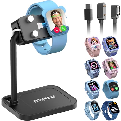 Side-Charging Adjustable Universal Kids Smart Watch Stand - color: Black Kids Watch Stand
