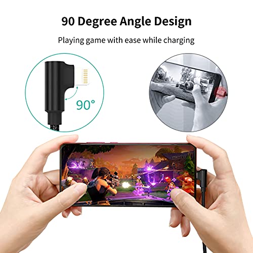 1ft Right Angle Lightning Cable Short, 3 Pack USB to iPhone Cord 90 Degree