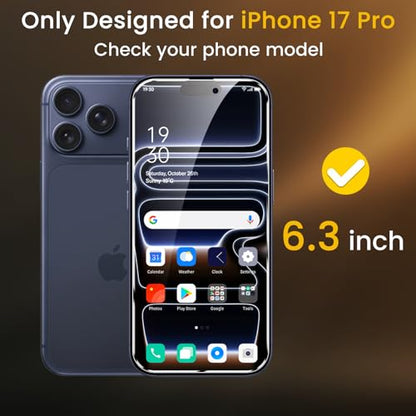 Romkasi 3 Pack Privacy Screen Protector for iPhone 17 Pro 6.3 Inch with 3 Pack Camera Lens Protector, Anti Spy Tempered Glass Film, Anti-Scratch, Touch Sensitive, Case Friendly - color: iPhone 17 Pro