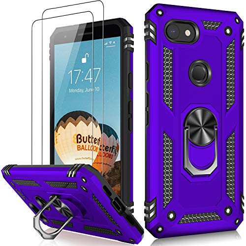 LUMARKE for Google Pixel 3A Case with Screen Protector,Pass 16ft. Drop Tested Military Grade Protective Phone Cover with Magnetic Ring Kickstand Compatible with Car Mount Holder Purple - color: Purple, size: Google Pixel 3A