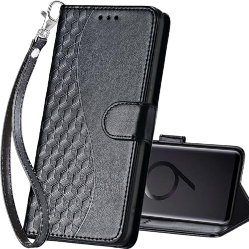 for Samsung Galaxy S9 Plus Wallet case, Black | 3 Card Holders, Kickstand, Shockproof TPU Shell, PU Leather, Magnetic Closure, Protective Flip Folio Cover, Women - color: 3